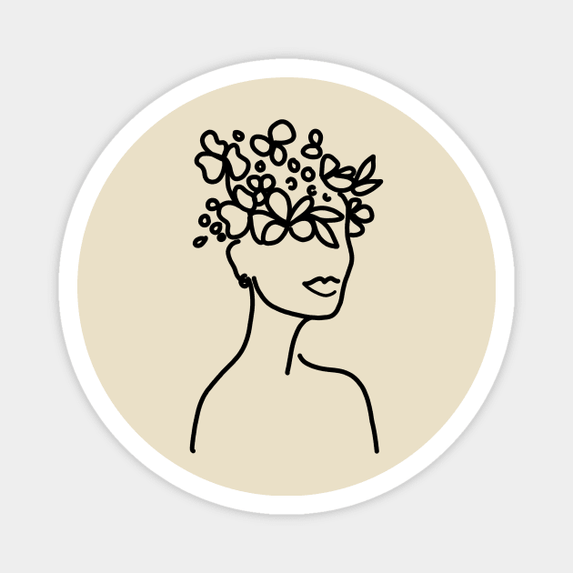 Flower Child Line Art Design Magnet by Adria Adams Co.